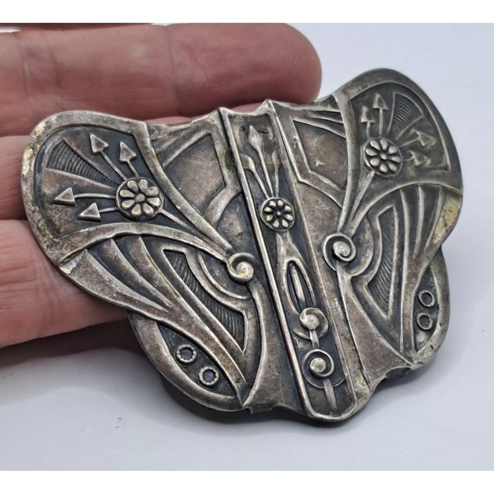 Art Deco Butterfly Silver Plate Patent 121508 Buckle